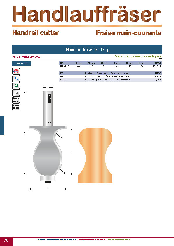 Titman Tip Tools Handlauffräser